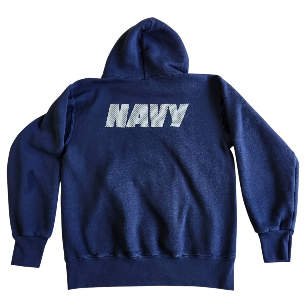 Navy Hoodie Sweatshirt Men/Women Feece Lined Small Blue Long Sleeve